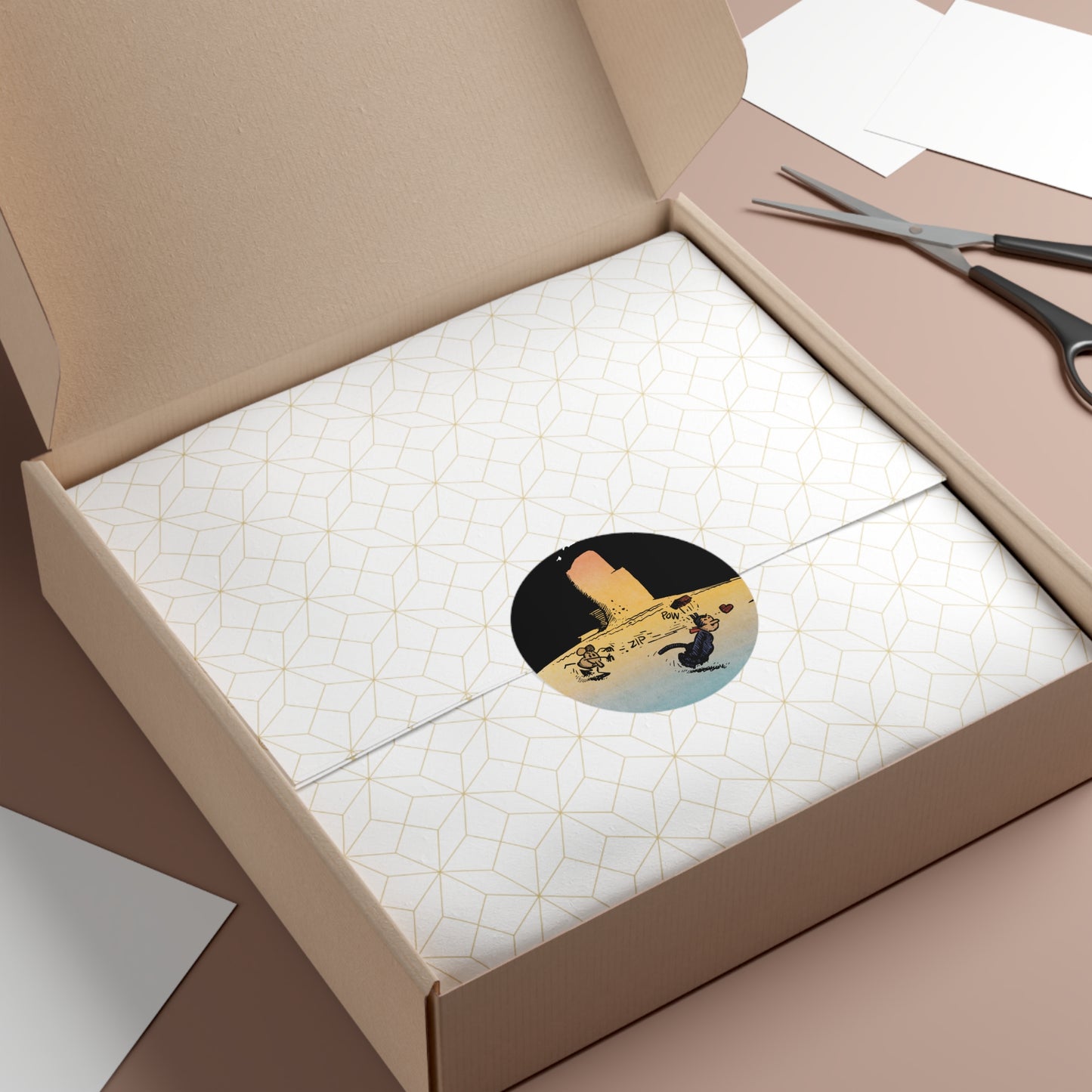 Krazy Kat "Hit With a Brick" Round Vinyl Sticker