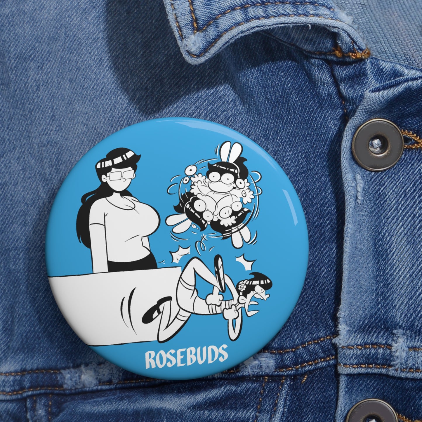 Rosebuds - Sister Chaos Blue Metal Pin