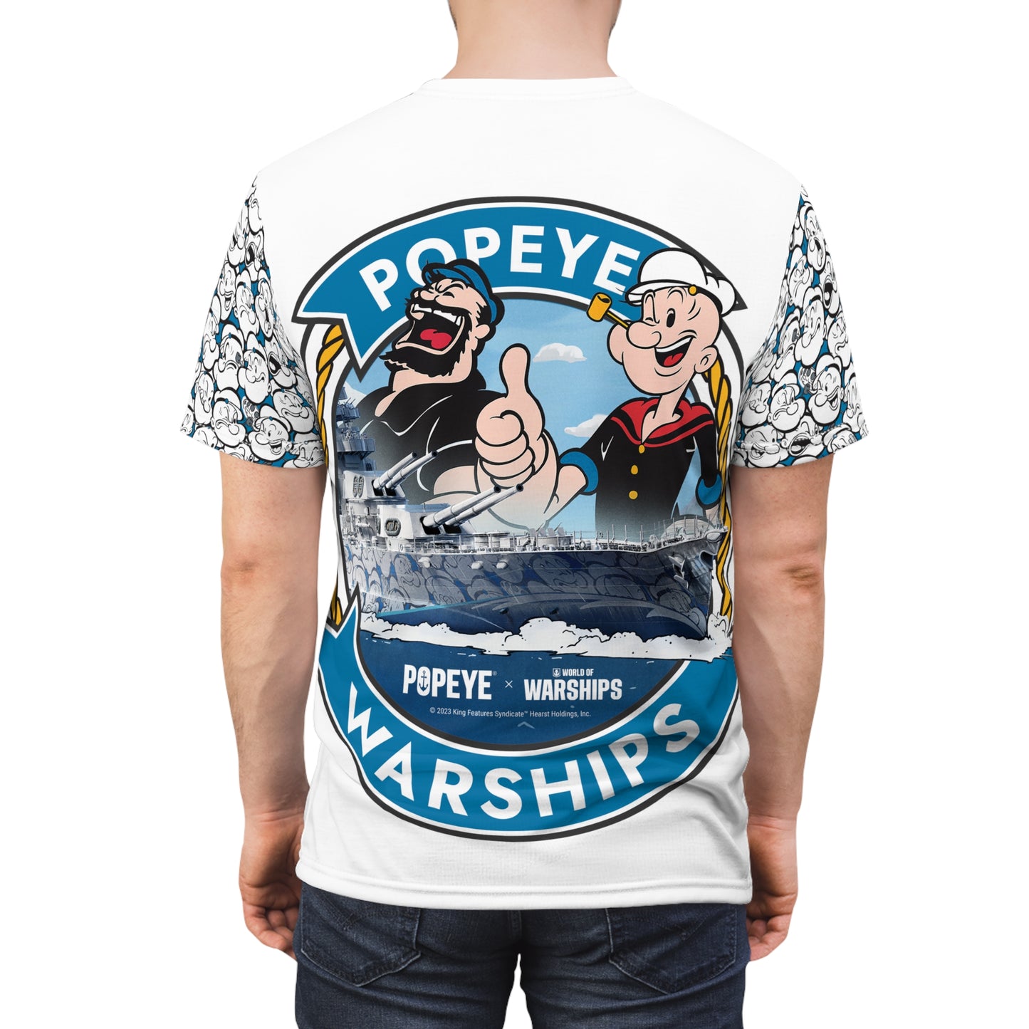 Popeye X World of Warships Popeye & Bluto Warships Seal Unisex Cut & Sew Tee (AOP)