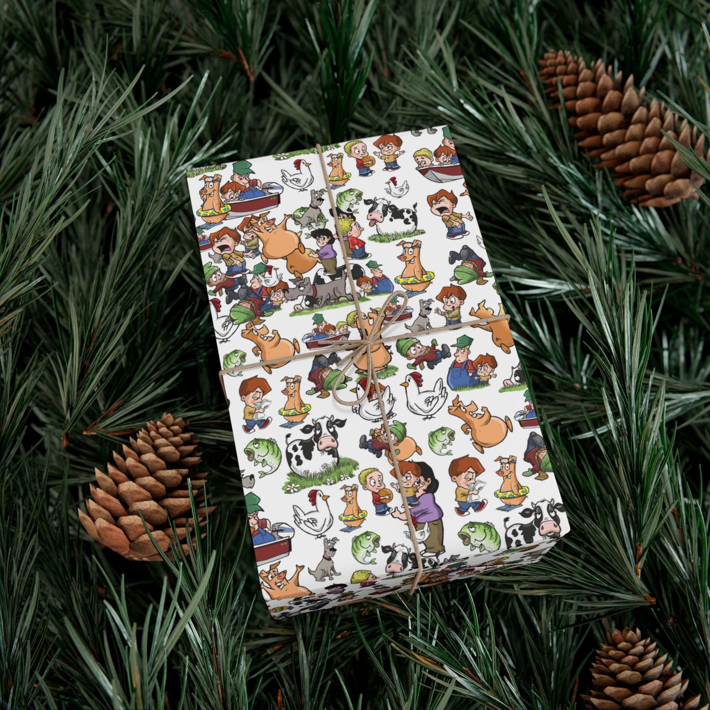 “Farm Fresh Wraps” – Amber Waves Wrapping Paper (White)