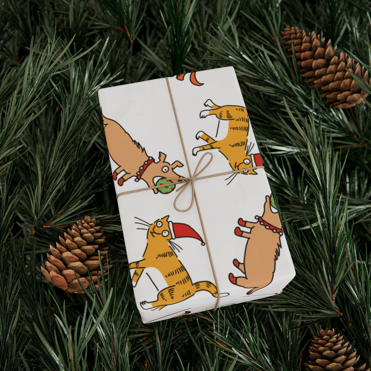 Rhymes With Orange "Holiday Cats And Dogs" Wrapping Paper