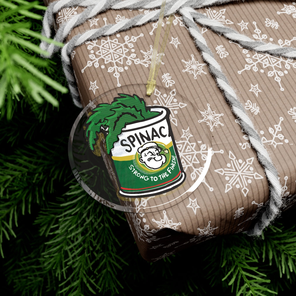 Popeye Spinach Can Glass Ornament