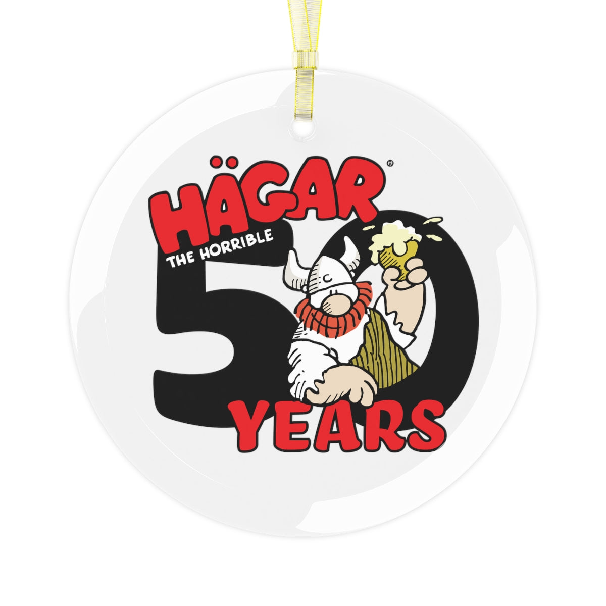 HAGAR THE HORRIBLE Commemorative 50th Anniversary Glass Ornament