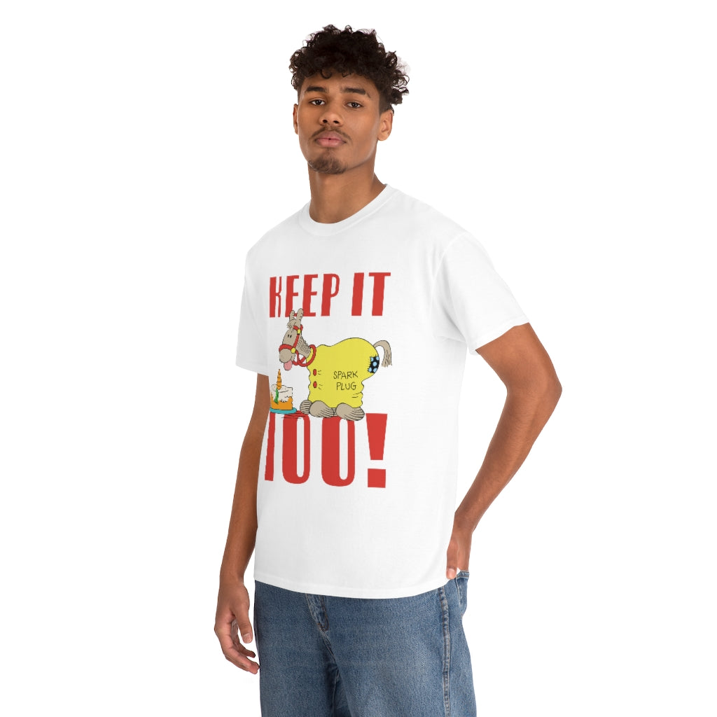 Barney Google & Snuffy Smith Spark Plug "Keep it 100" Unisex Heavy Cotton Tee