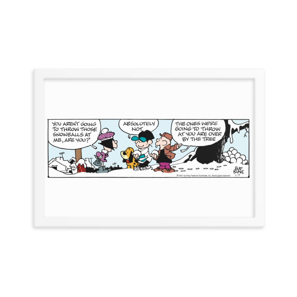 Tiger “Snowball Ambush” Framed Print