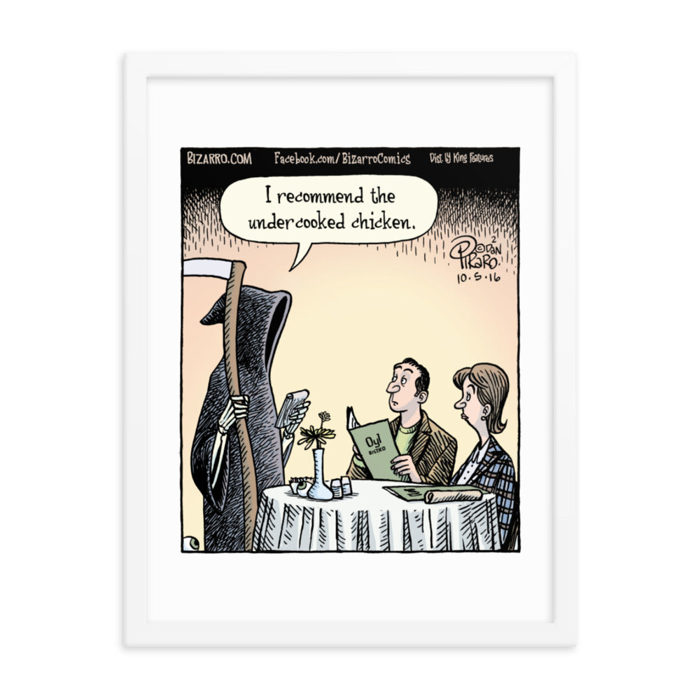 Bizarro “The Undercooked Chicken” Framed Print