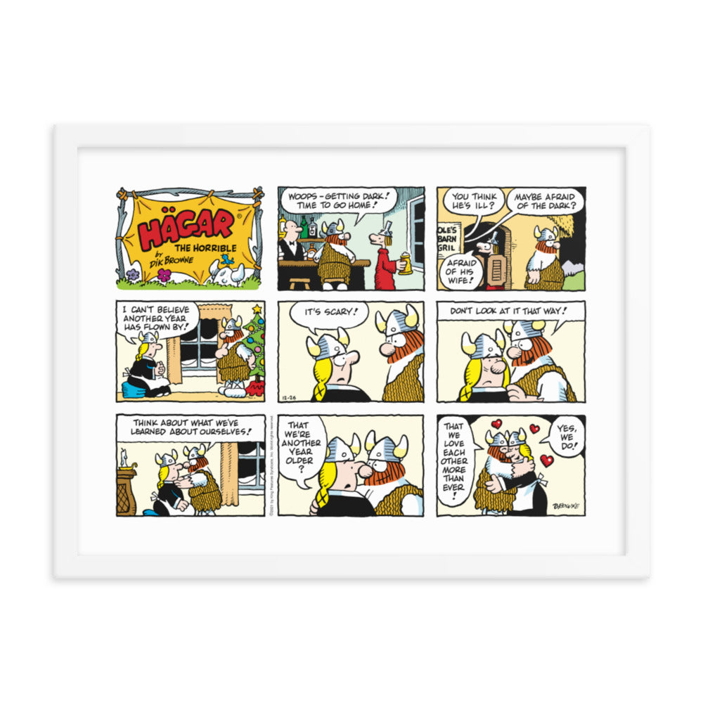 Hagar the Horrible “Another Year Has Flown By” Framed Print