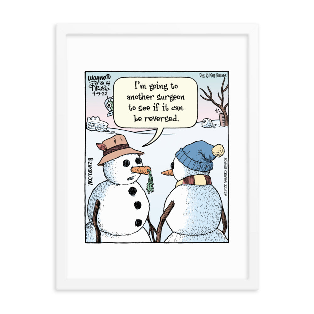 Bizarro “Snowman Surgery” Framed Print