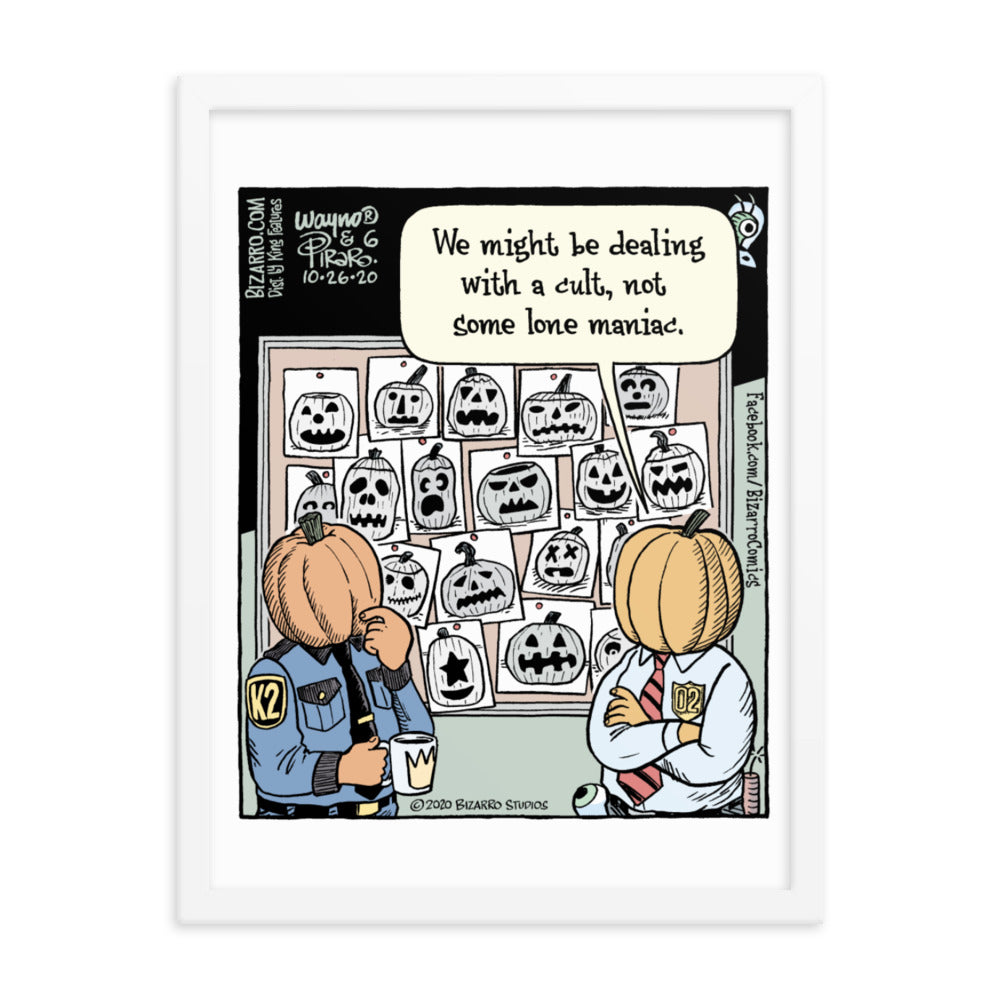 Bizarro “Jack-o’-Lantern Cult” Framed Print