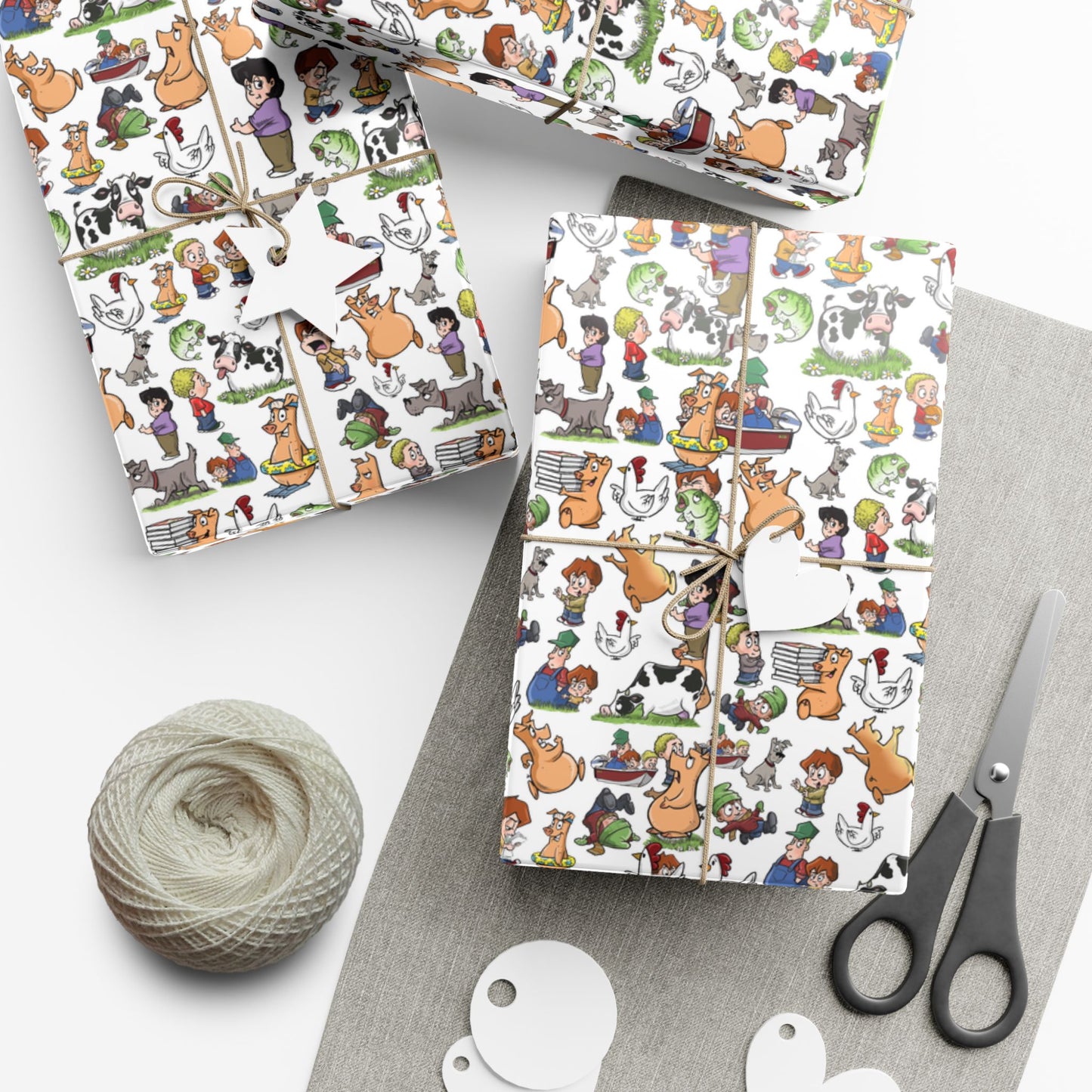 “Farm Fresh Wraps” – Amber Waves Wrapping Paper (White)