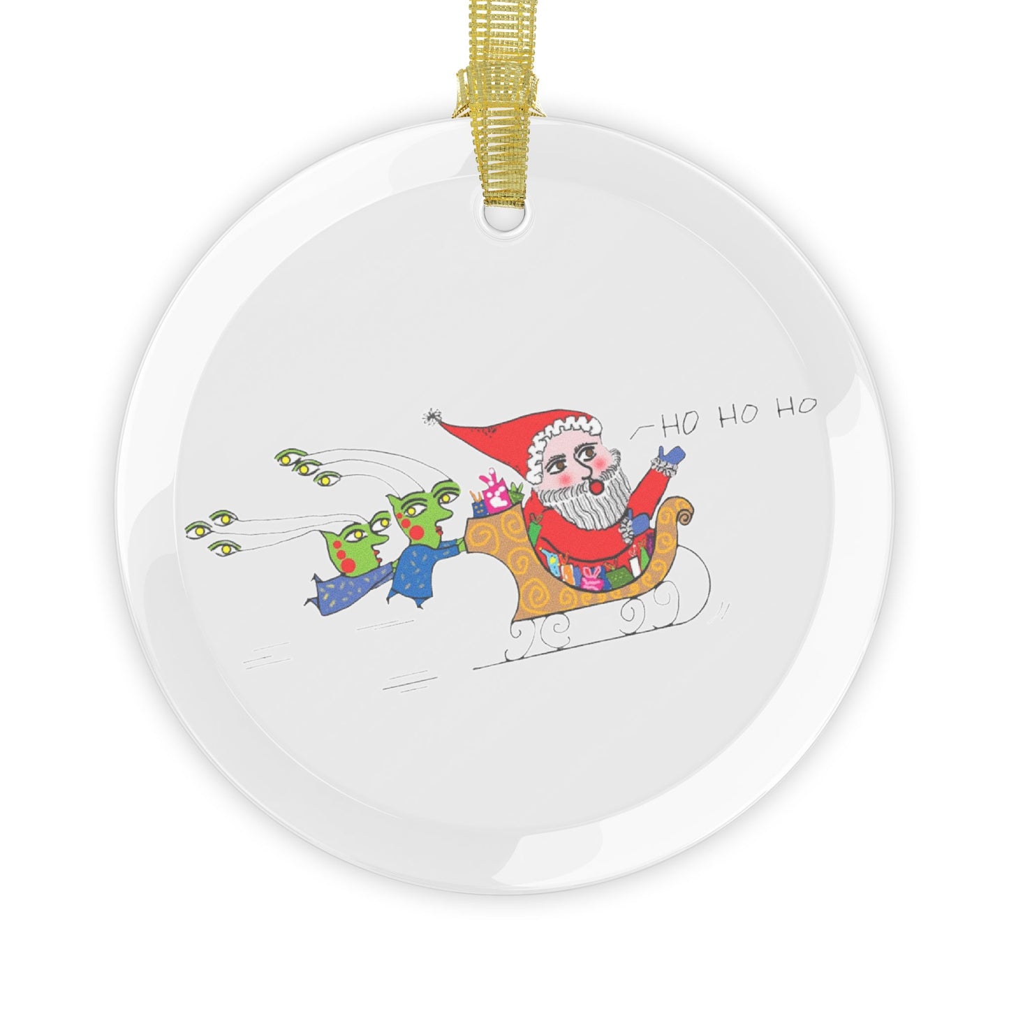 Alice- "Santa's Out-of-this-world Sleigh" Glass Ornament