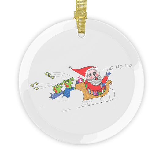 Alice- "Santa's Out-of-this-world Sleigh" Glass Ornament