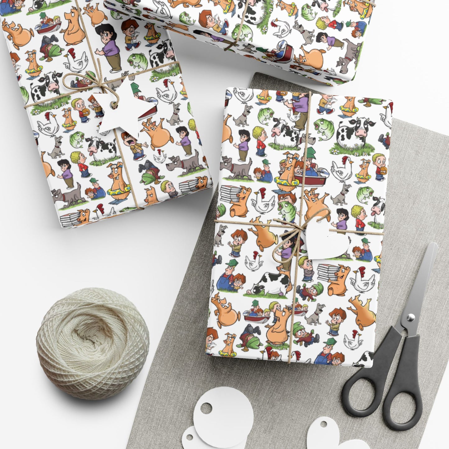 “Farm Fresh Wraps” – Amber Waves Wrapping Paper (White)