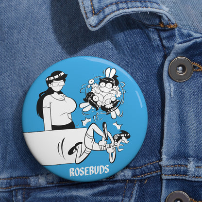 Rosebuds - Sister Chaos Blue Metal Pin