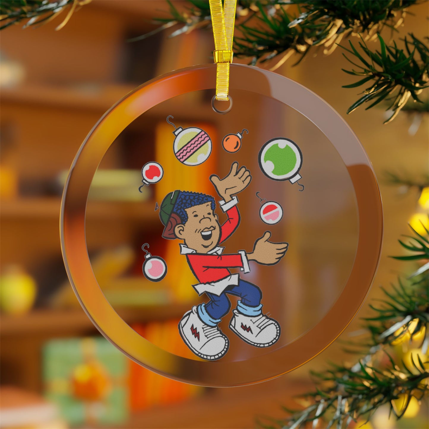 Curtis "Holiday Juggle" Glass Ornament