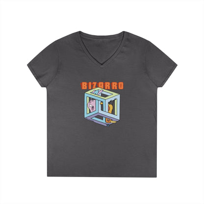Bizarro Ladies' “Escher Cube” V-Neck T-Shirt