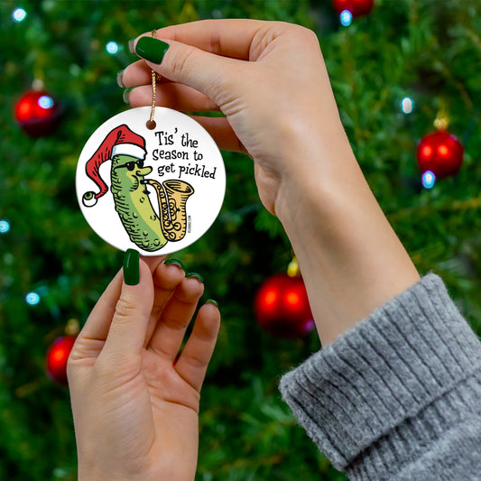 Bizarro 'Tis the Season to Get Pickled Ceramic Ornament: A Hilarious Twist on Holiday Spirit