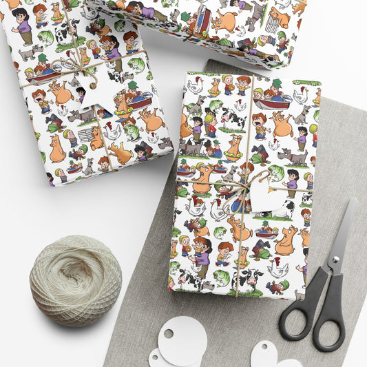 “Farm Fresh Wraps” – Amber Waves Wrapping Paper (White)