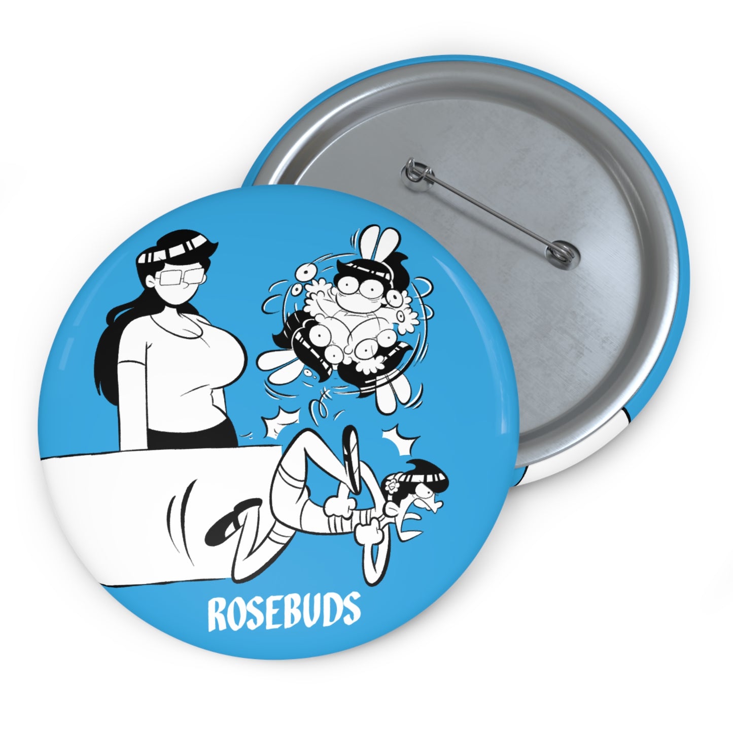 Rosebuds - Sister Chaos Blue Metal Pin