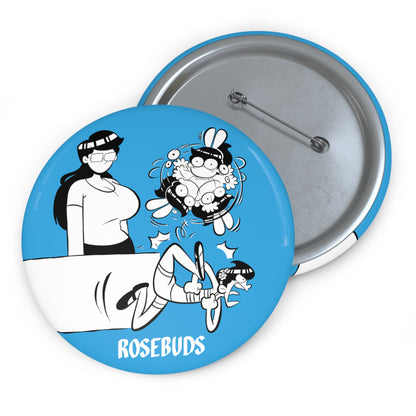 Rosebuds - Sister Chaos Blue Metal Pin