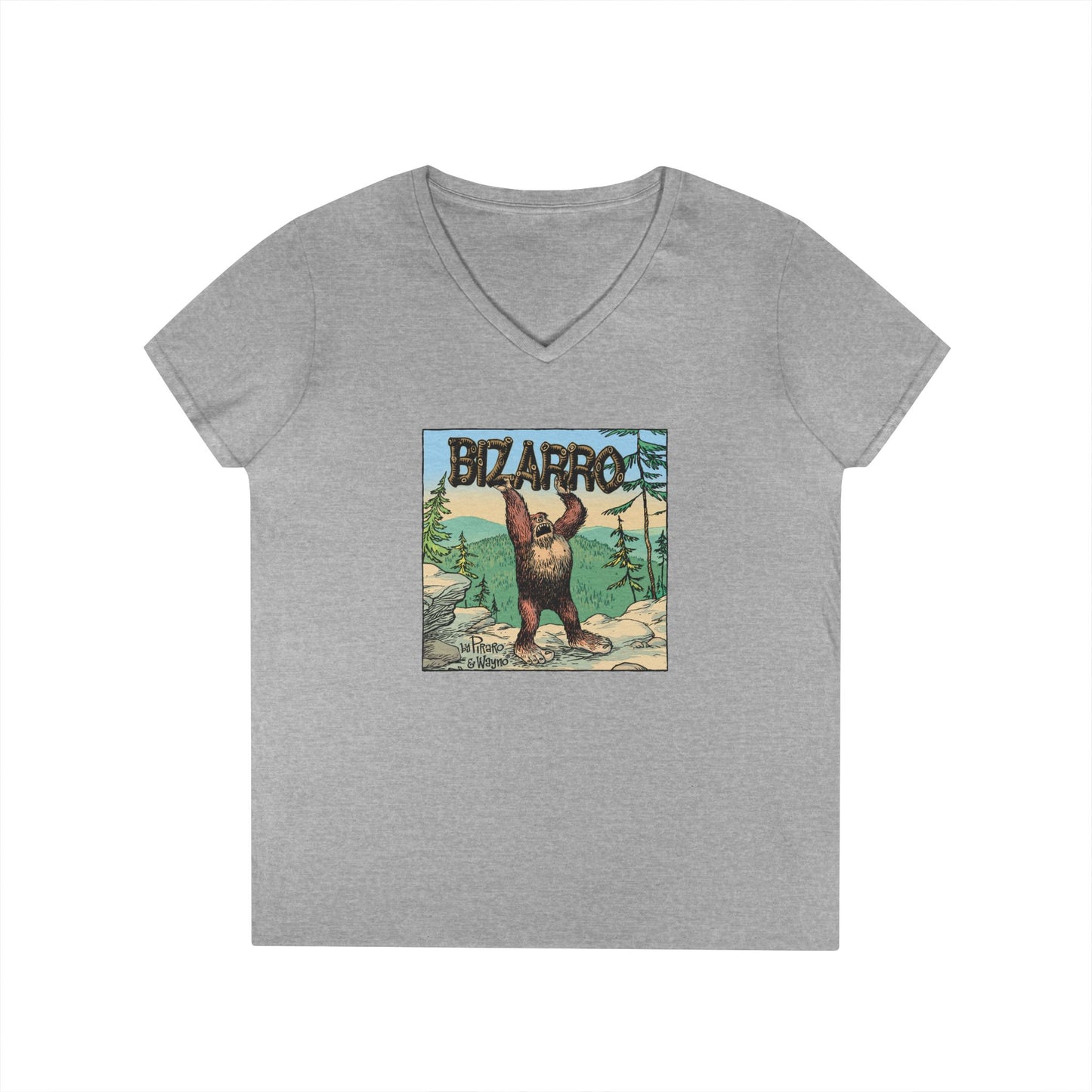 Bizarro Ladies' “Bigfoot Nature” V-Neck T-Shirt