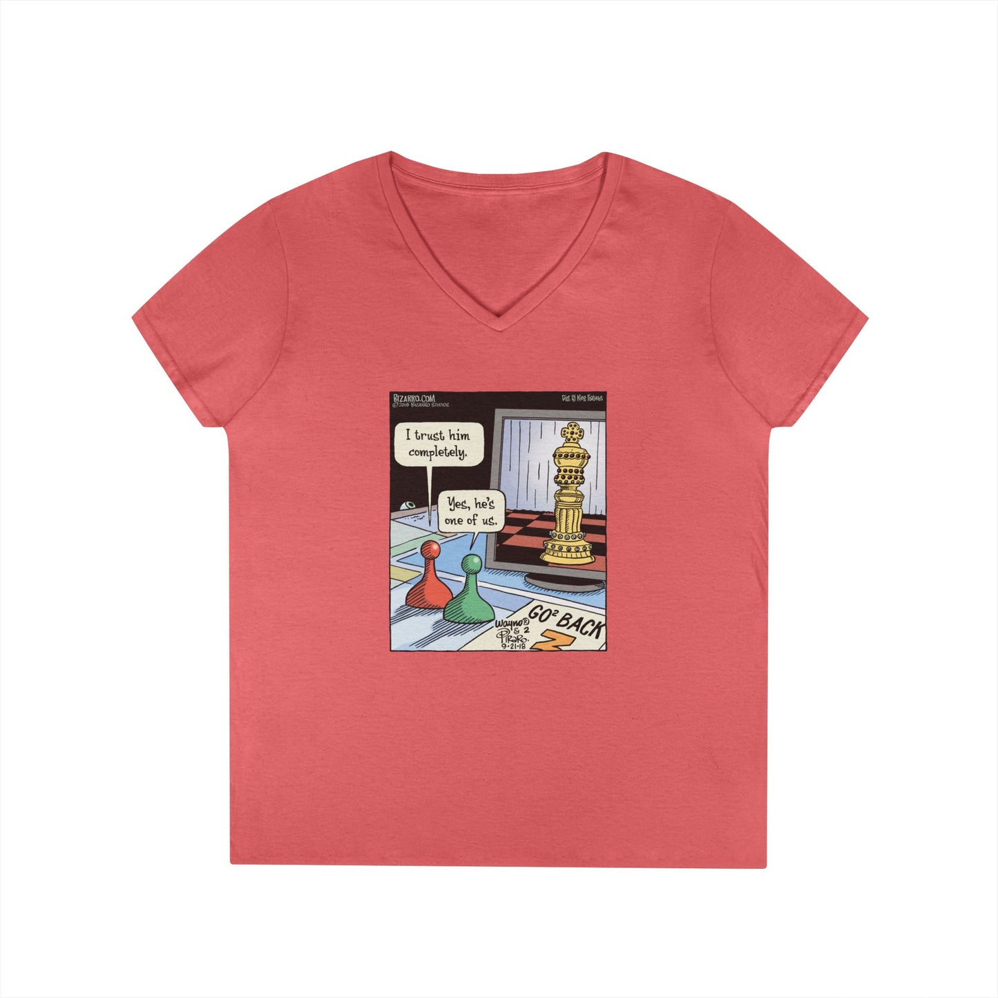 Bizarro Ladies' “Chess” V-Neck T-Shirt