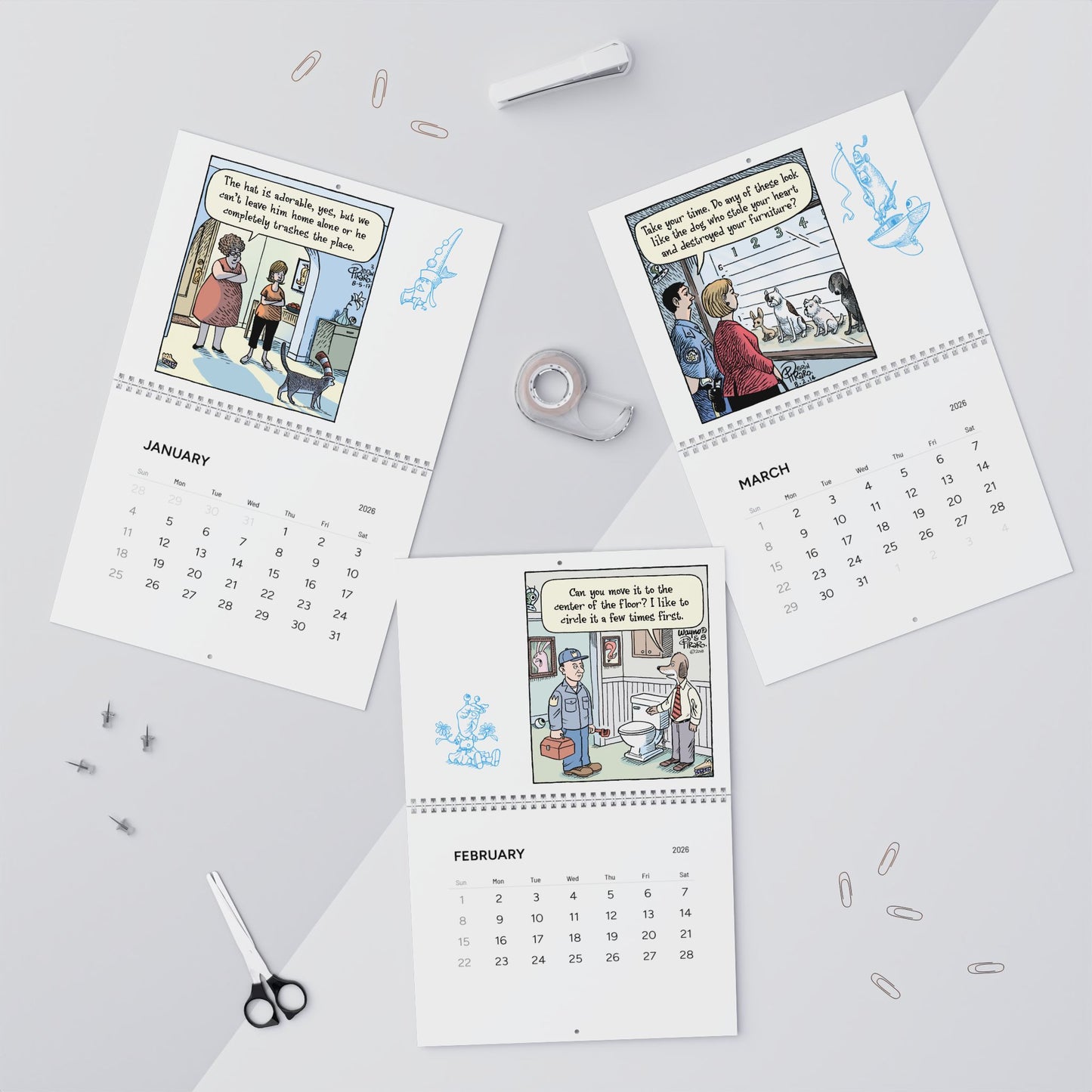 Bizarro 2026 Wall Calendar: Canines & Felines
