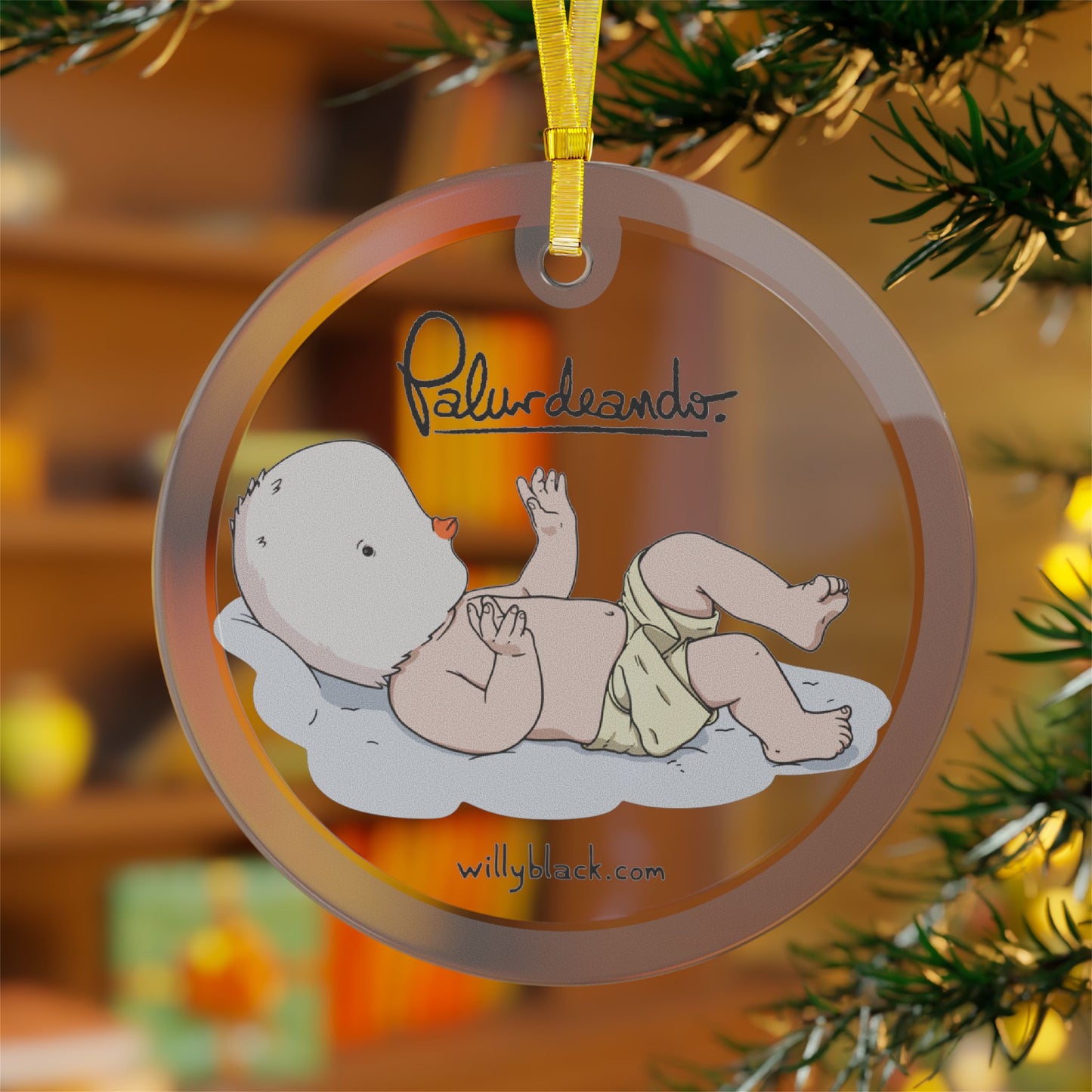 Palurdeando- Nap of the Divine Glass Ornament