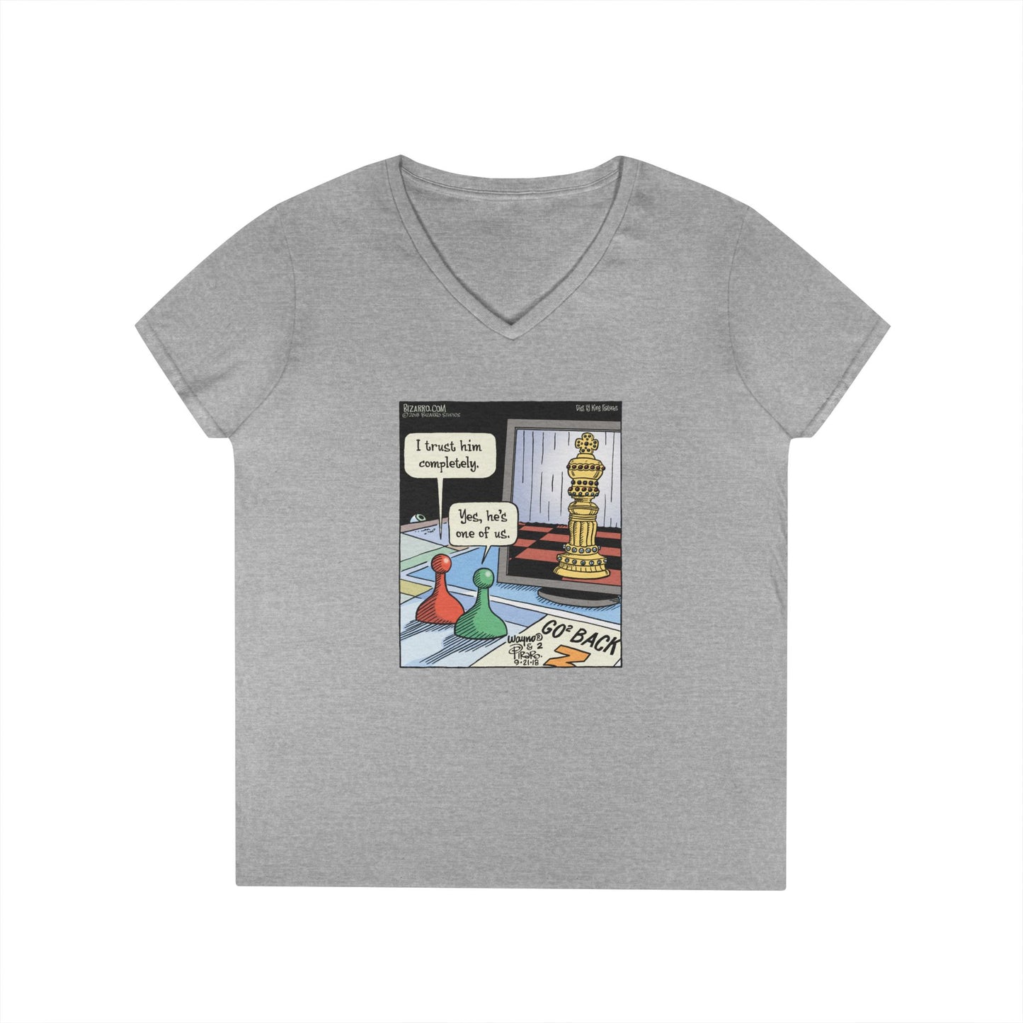 Bizarro Ladies' “Chess” V-Neck T-Shirt