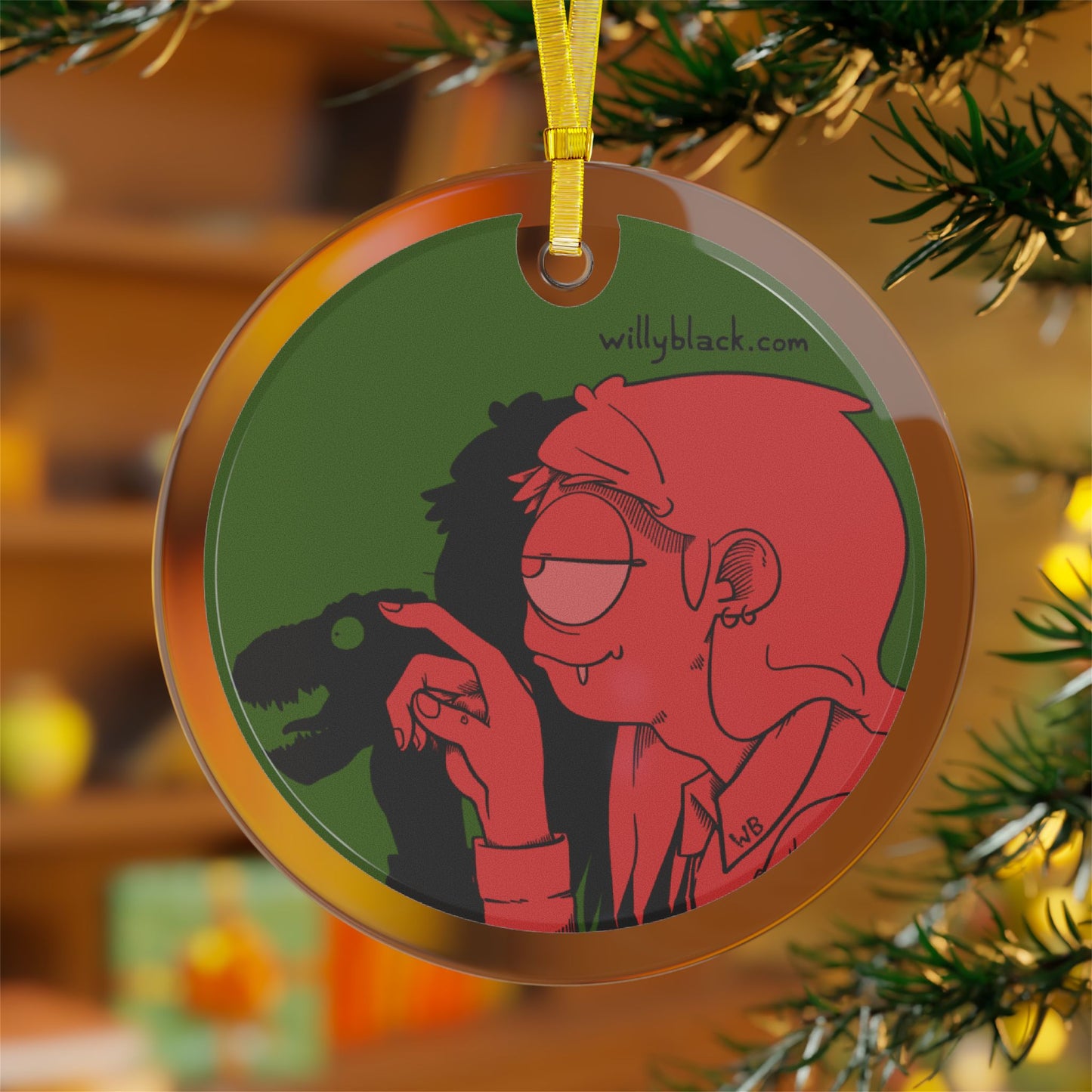 Willy Black Shadow Play Glass Ornament