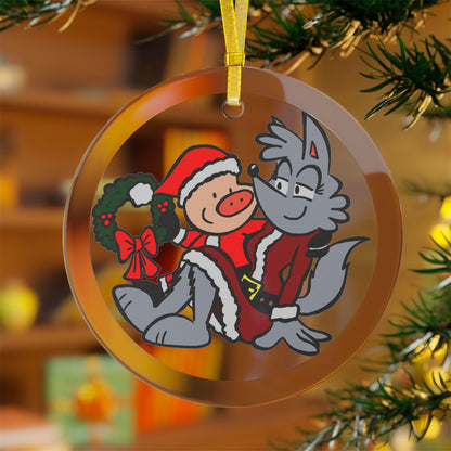 Suburban Fairytales- "Huffin' Around the Mistletoe" Glass Ornament