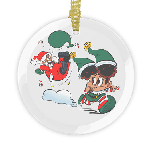Beware of Toddler - "Holiday Chaos" Glass Ornament