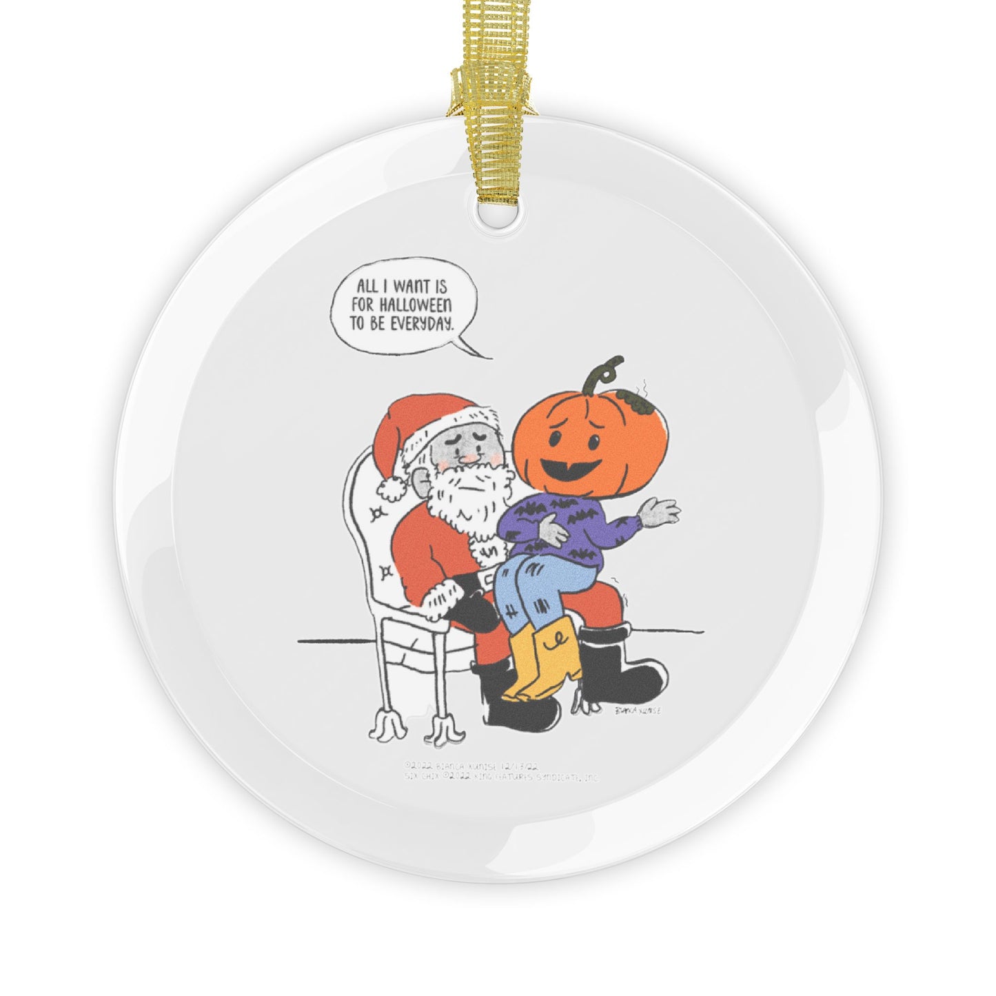 Six Chix- "Nightmare before Giftmas" Glass Ornament by Bianca Xunise