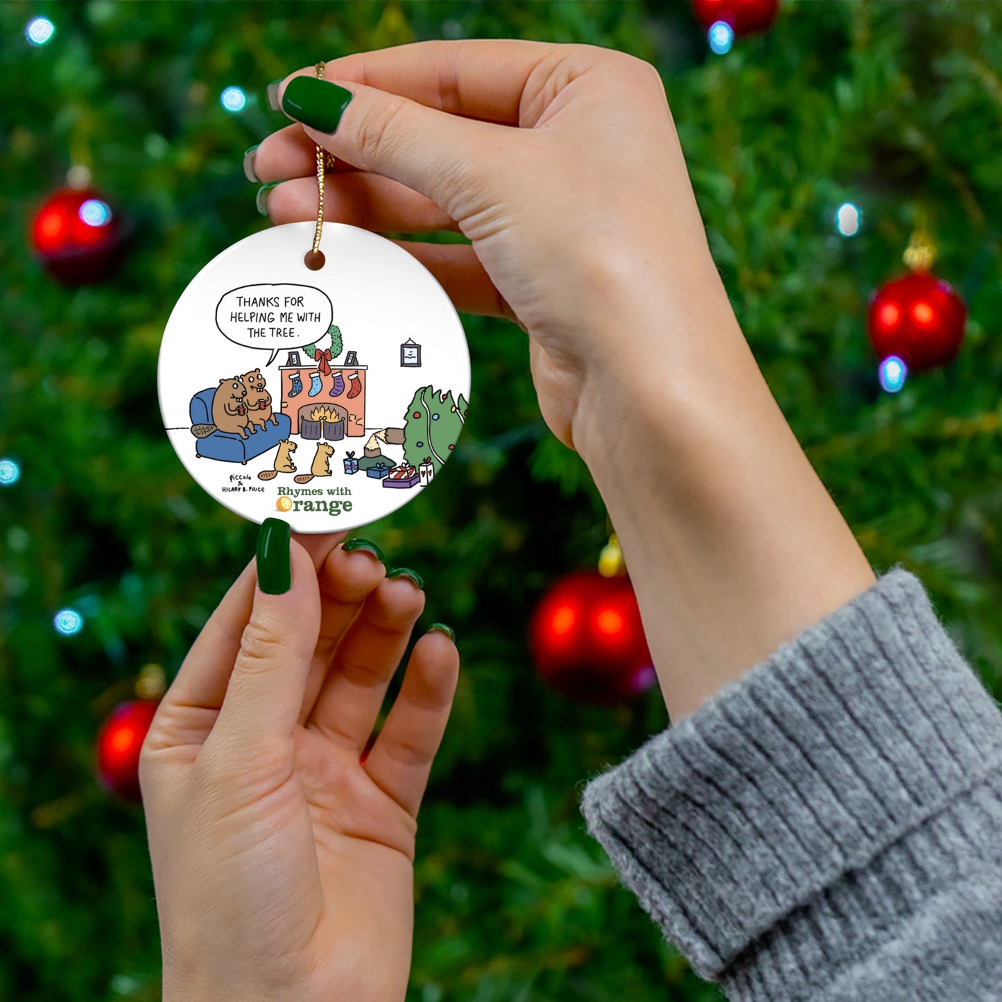 Rhymes With Orange "Thanks for Helping Me With the Tree" Ceramic Ornament: A Heartwarming Holiday Keepsake