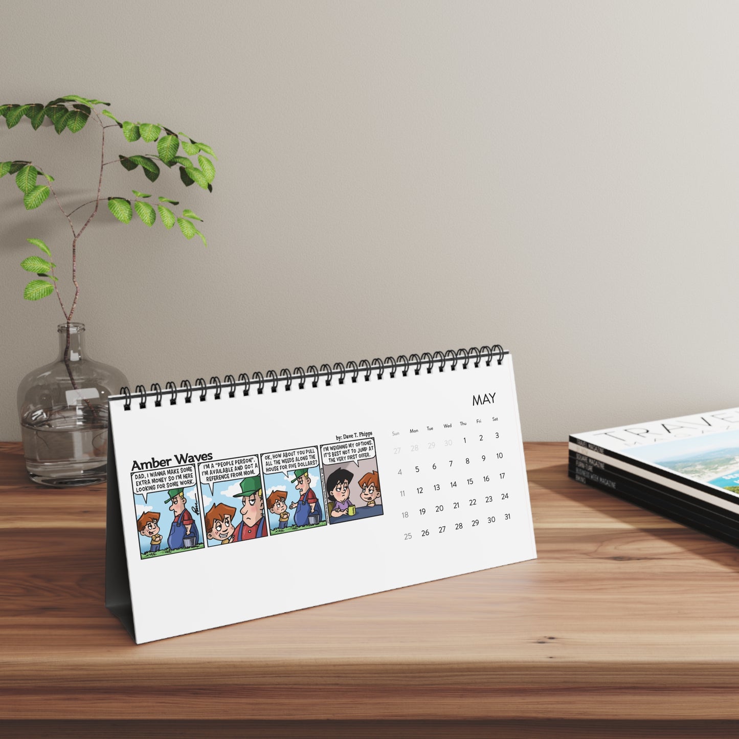 Amber Waves Desktop Calendar - Whimsical Art for Daily Inspiration