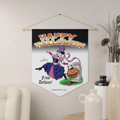 On The Fastrack- “Dethany’s Spooktacular Greeting” Wall Pennant