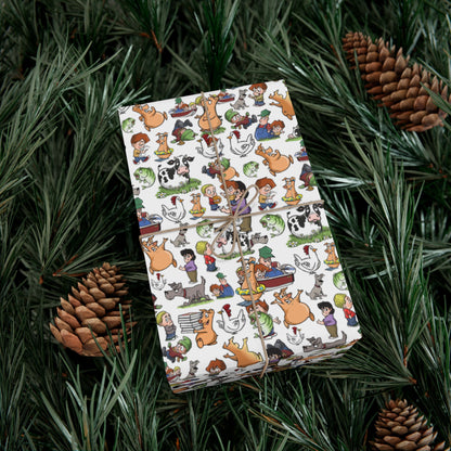 “Farm Fresh Wraps” – Amber Waves Wrapping Paper (White)