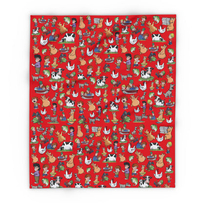 Cozy on the Farm – Amber Waves Arctic Fleece Blanket (Red)