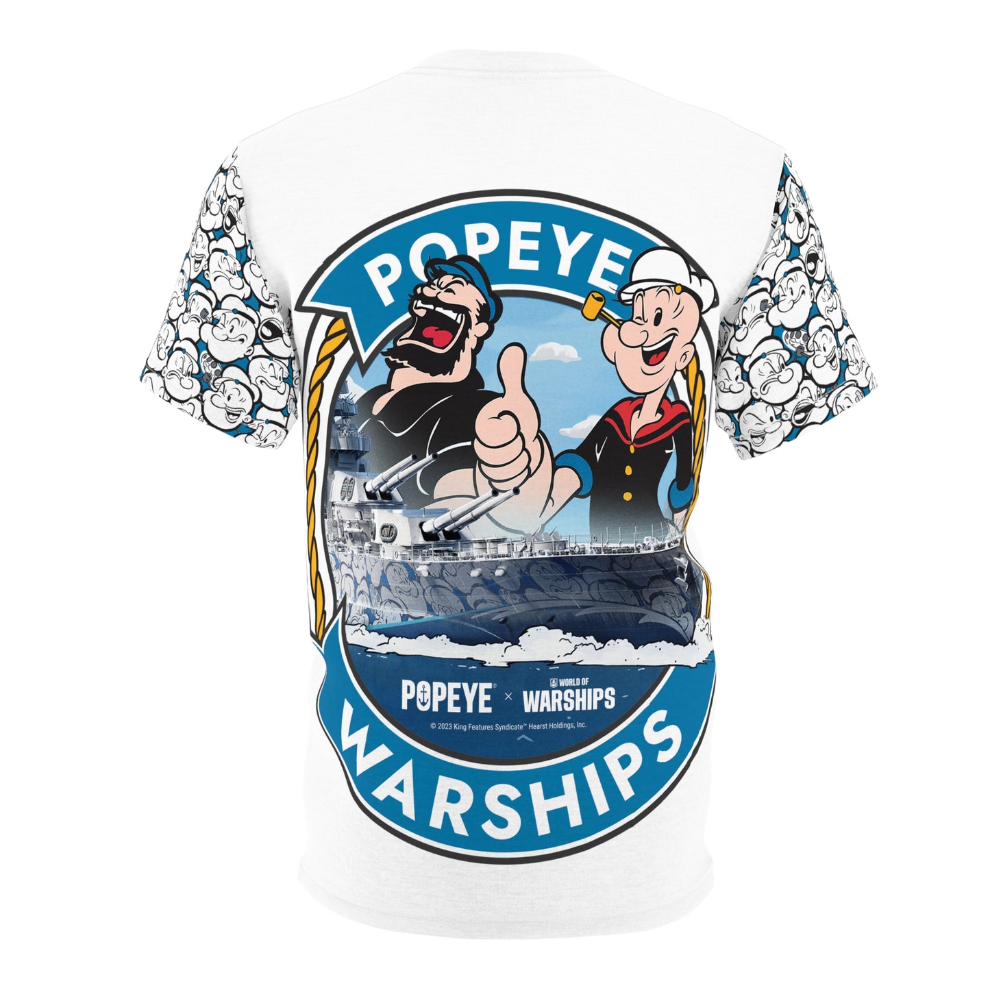 Popeye X World of Warships Popeye & Bluto Warships Seal Unisex Cut & Sew Tee (AOP)