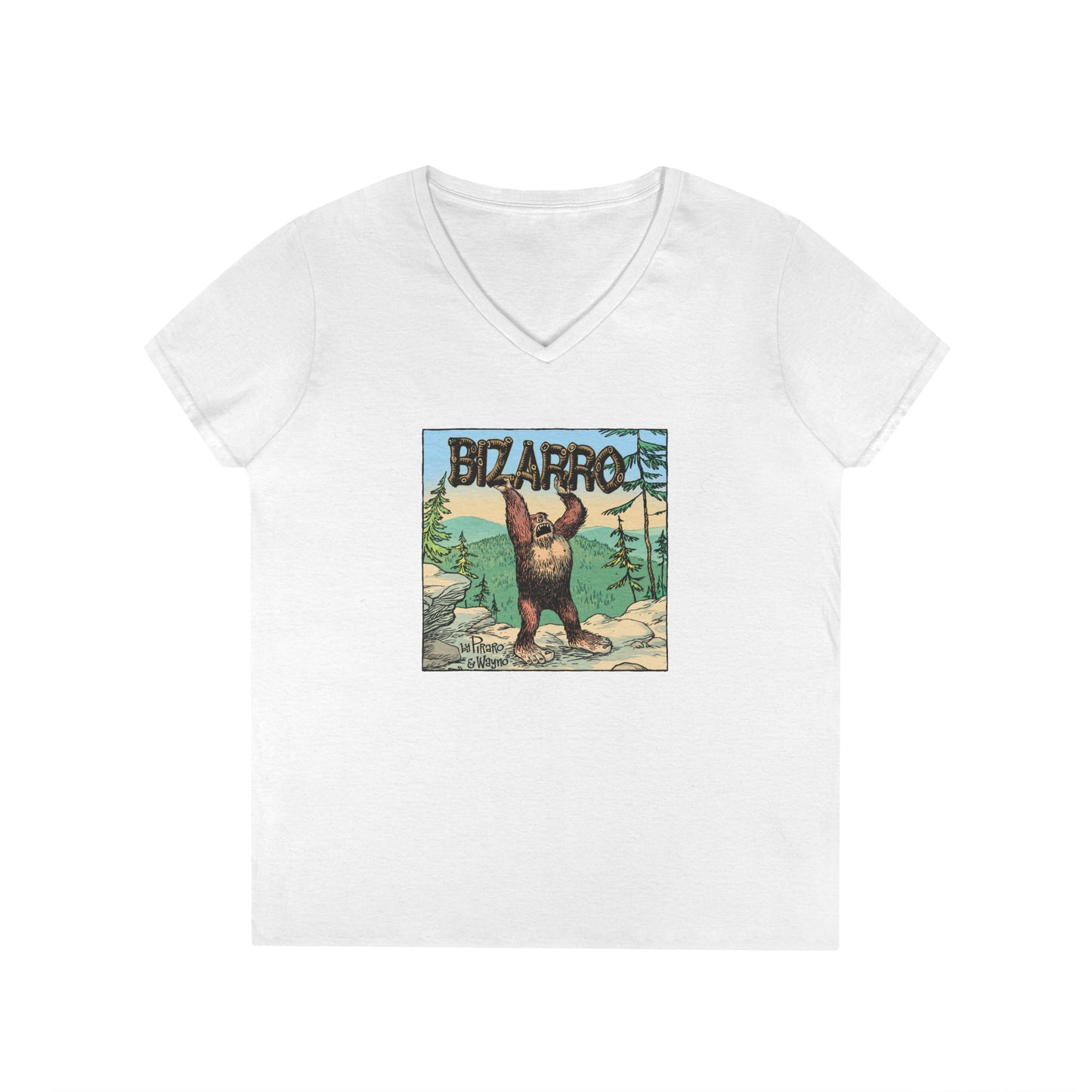 Bizarro Ladies' “Bigfoot Nature” V-Neck T-Shirt