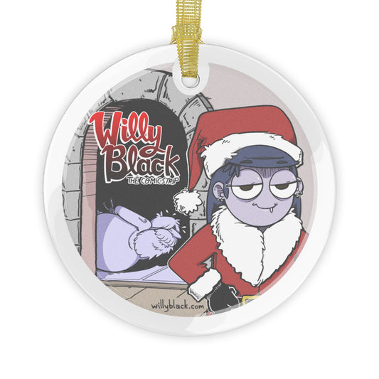 Willy Black Sassy Santa Glass Ornament