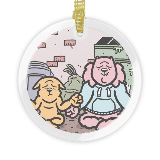 Peaceful Paws Nibbles and Scratch Glass Ornament