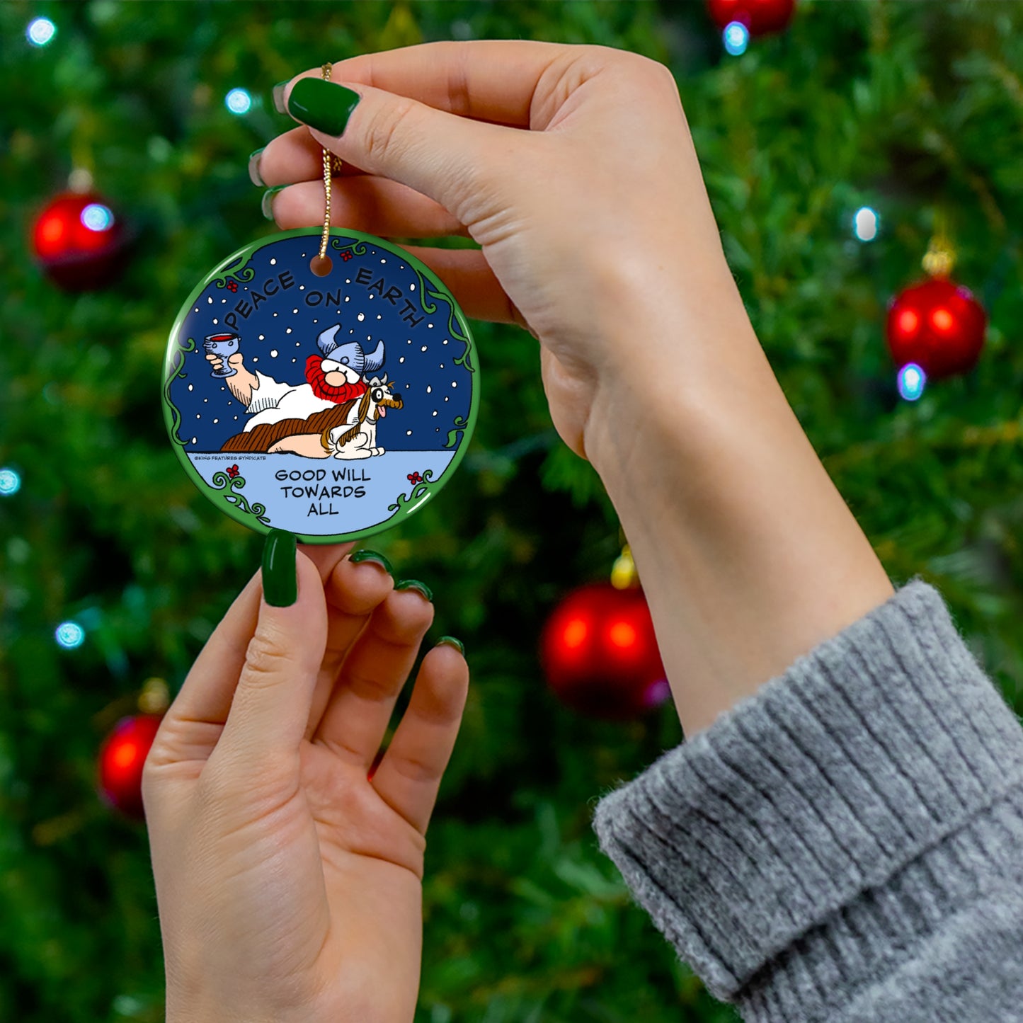 Hagar "Peace on Earth" Holiday Ornament by Chance Browne