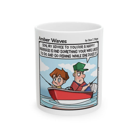 Amber Waves "Go Fishing" Ceramic Mug - Perfect Gift for Dads & Fishing Lovers