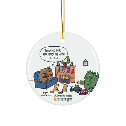 Rhymes With Orange "Thanks for Helping Me With the Tree" Ceramic Ornament: A Heartwarming Holiday Keepsake