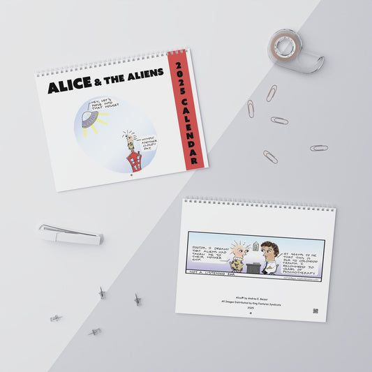 Alice & The Aliens 2025 Wall Calendar - Quirky Comic Strip Humor for Home or Office