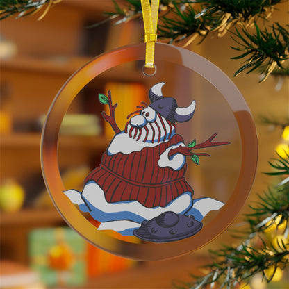 Hägar the Horrible Viking Snowman Glass Ornament: A Charming Twist on Viking Holiday Cheer