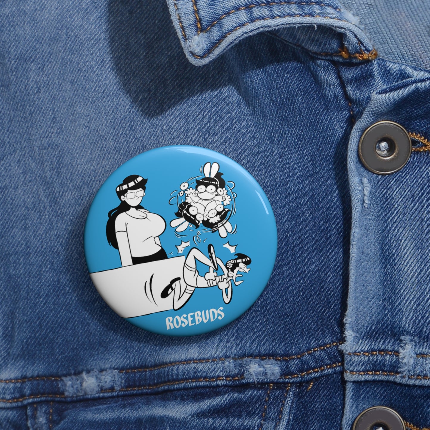 Rosebuds - Sister Chaos Blue Metal Pin