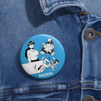 Rosebuds - Sister Chaos Blue Metal Pin