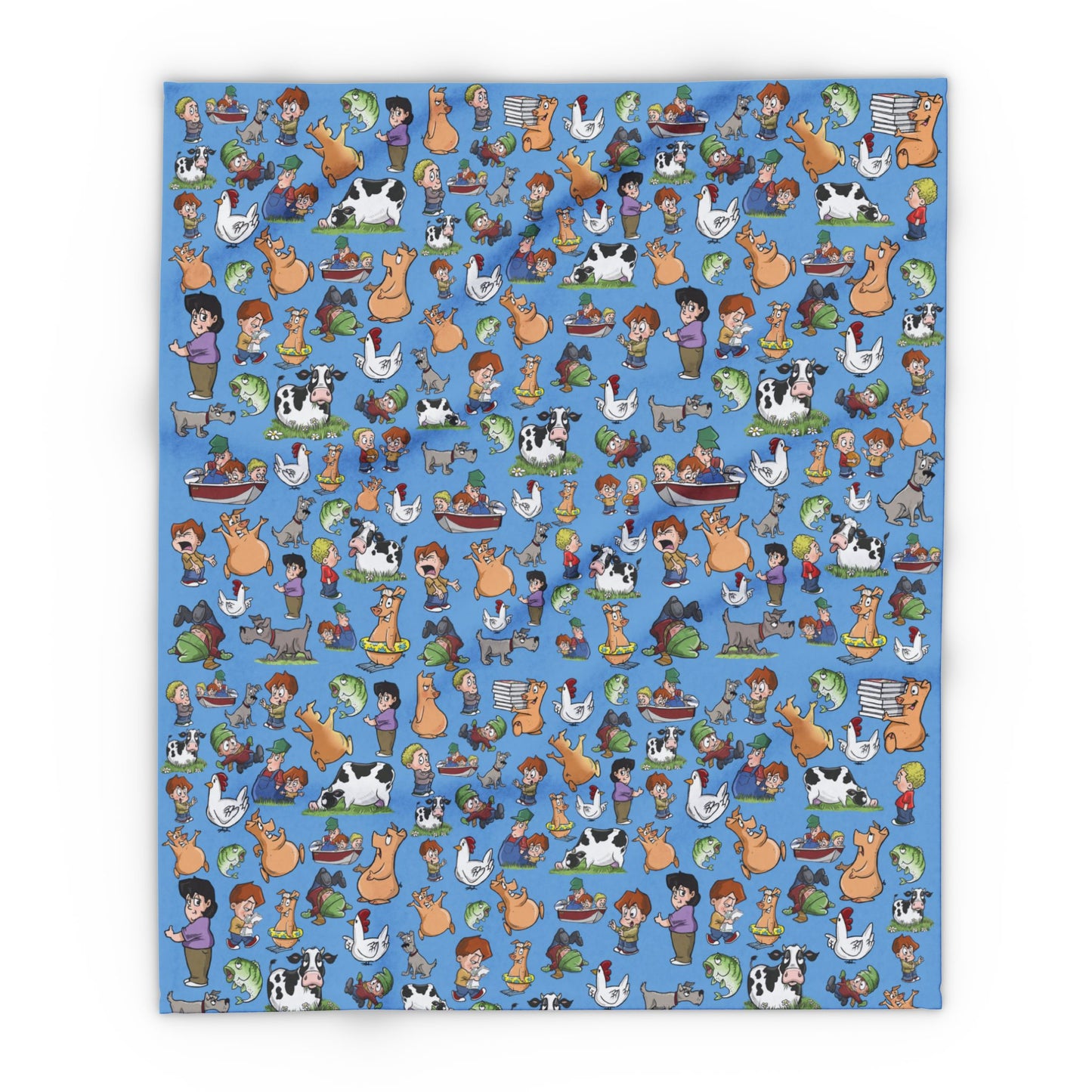 “Cozy on the Farm” – Amber Waves Arctic Fleece Blanket (Blue)